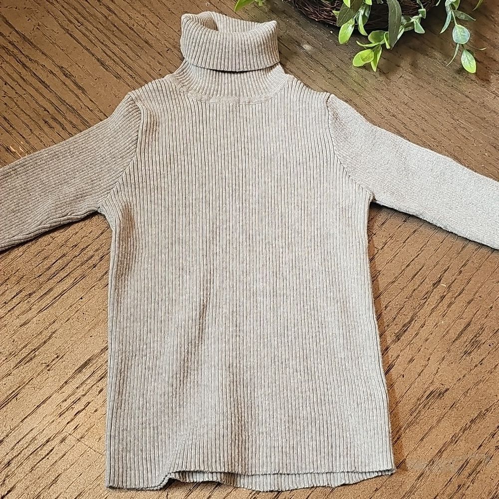 Light Gray Ribbed Turtleneck 3T - Picture 6 of 6